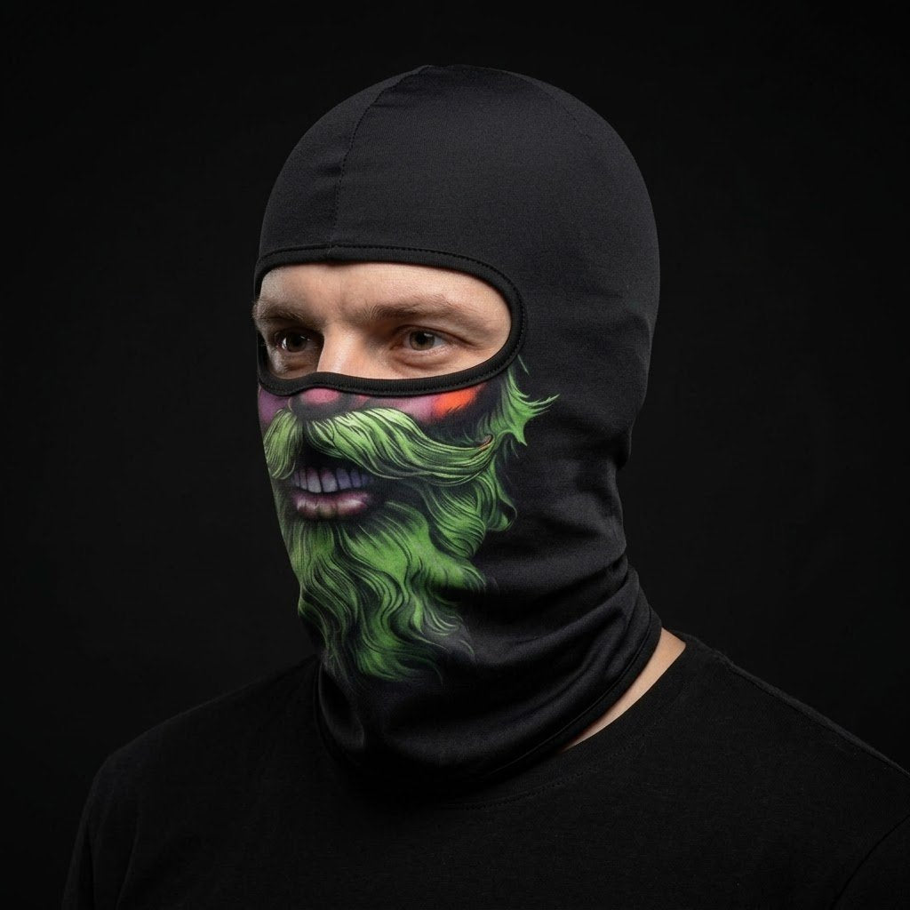 Jolly Green BG-09 3D printed balaclava worn by a model – side view