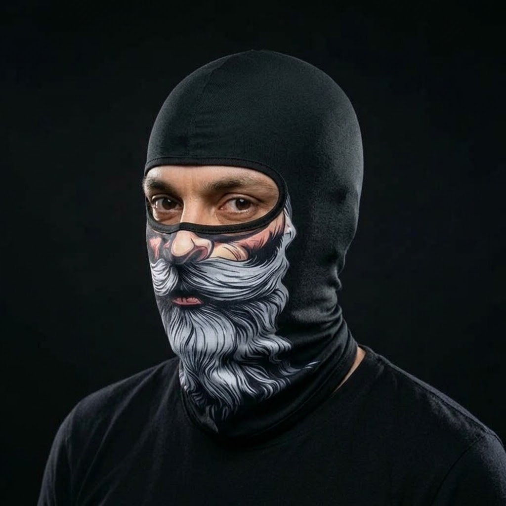 Grey Wizard BG-15 3D printed balaclava worn by a model – side view
