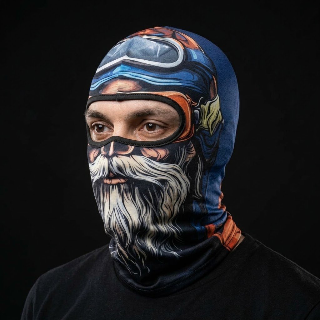 Snow Pilot BG-19 3D printed balaclava worn by a model – side view