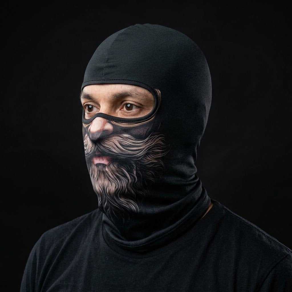 Iron Beard BG-21 3D printed balaclava worn by a model – side view