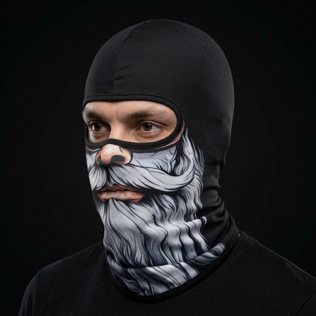 Silver Fox BG-23 3D printed balaclava worn by a model – side view