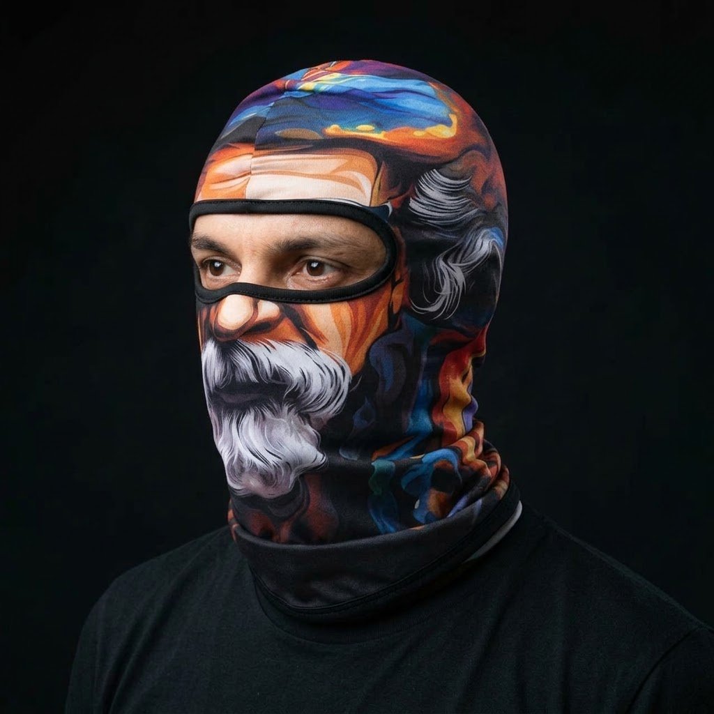 Sunset Grandpa BG-28 3D printed balaclava worn by a model – side view