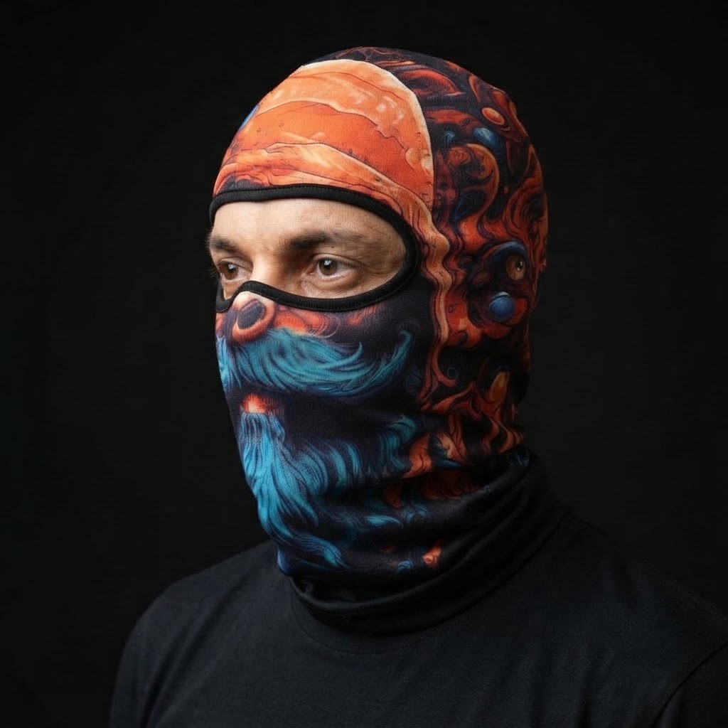 Sunset Skull SB-05 3D printed balaclava worn by a model – side view