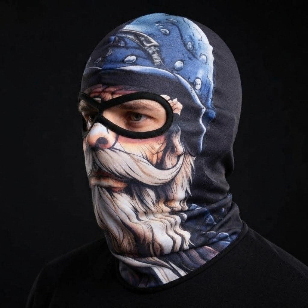 Frost Skull SB-11 3D printed balaclava worn by a model – side view