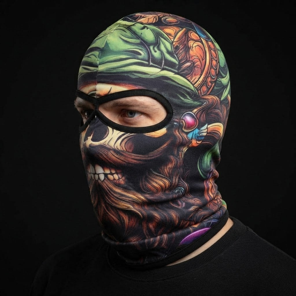 Jungle Skull SB-12 3D printed balaclava worn by a model – side view