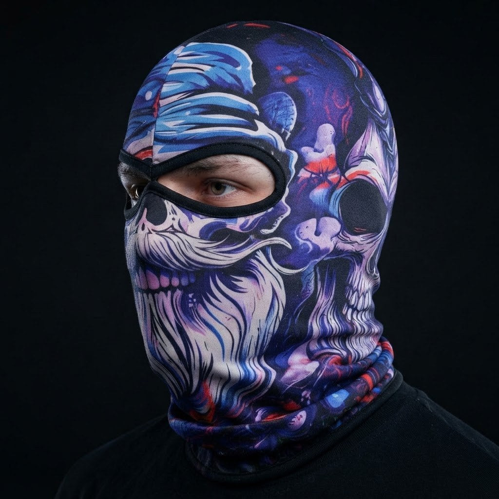 Star Skull SB-14 3D printed balaclava worn by a model – side view