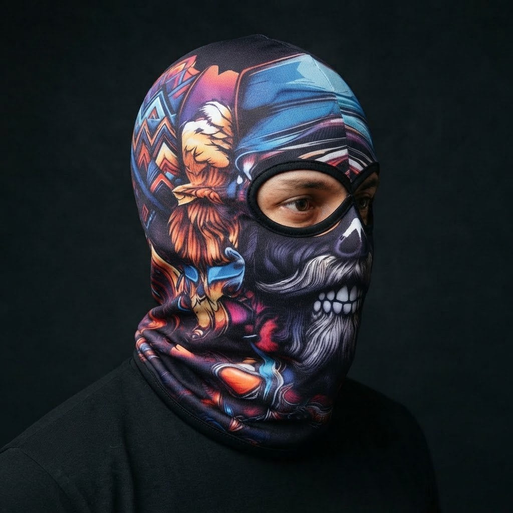 Night Skull SB-22 3D printed balaclava worn by a model – side view