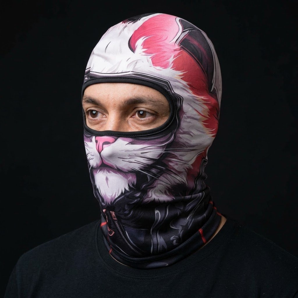 Snow Leopard WC-16 3D printed balaclava worn by a model – side view