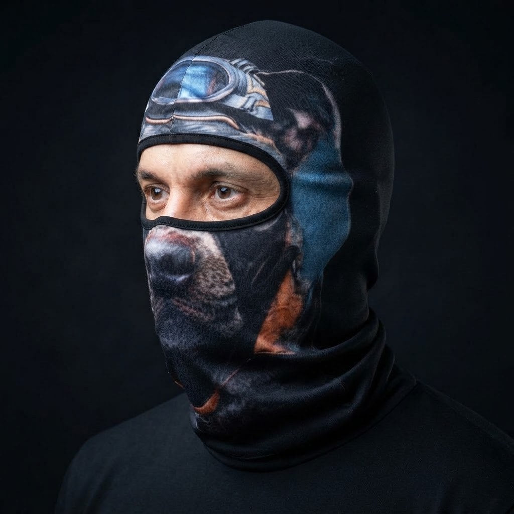 Husky WC-22 3D printed balaclava worn by a model – side view