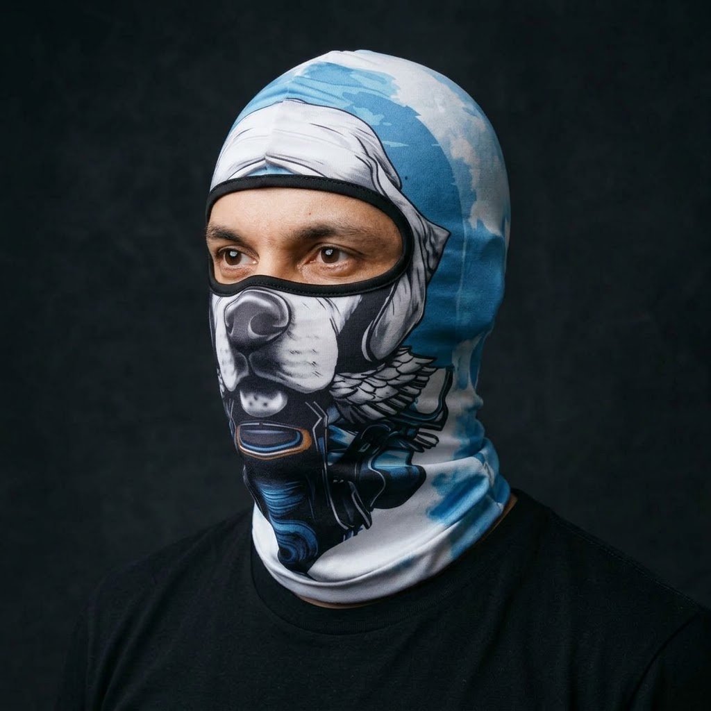 Ice Husky WC-27 3D printed balaclava worn by a model – side view