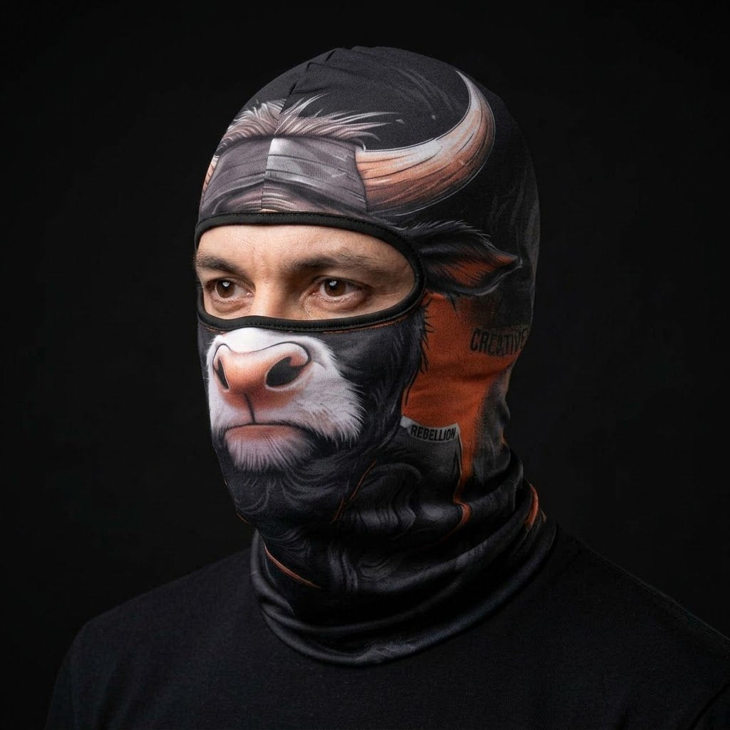 Brown Bear WC-33 3D printed balaclava worn by a model – side view