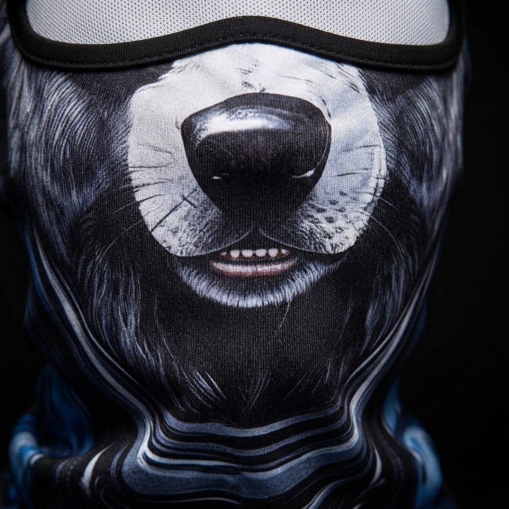 Arctic Wolf WC-01 3D printed balaclava – close-up of the printed design