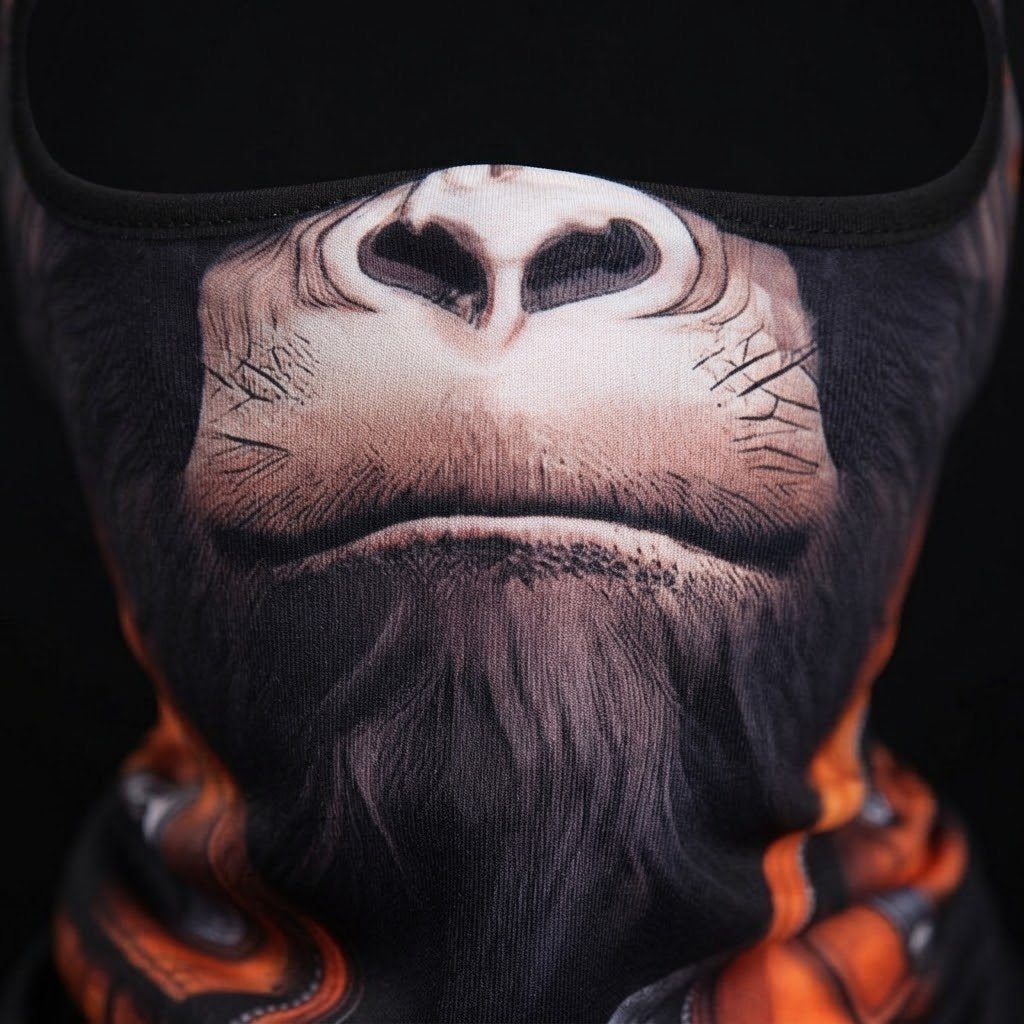 Orange Ape WC-02 3D printed balaclava – close-up of the printed design