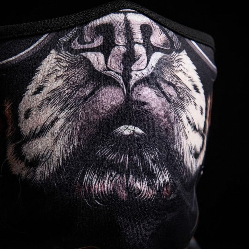 Grey Gorilla WC-03 3D printed balaclava – close-up of the printed design