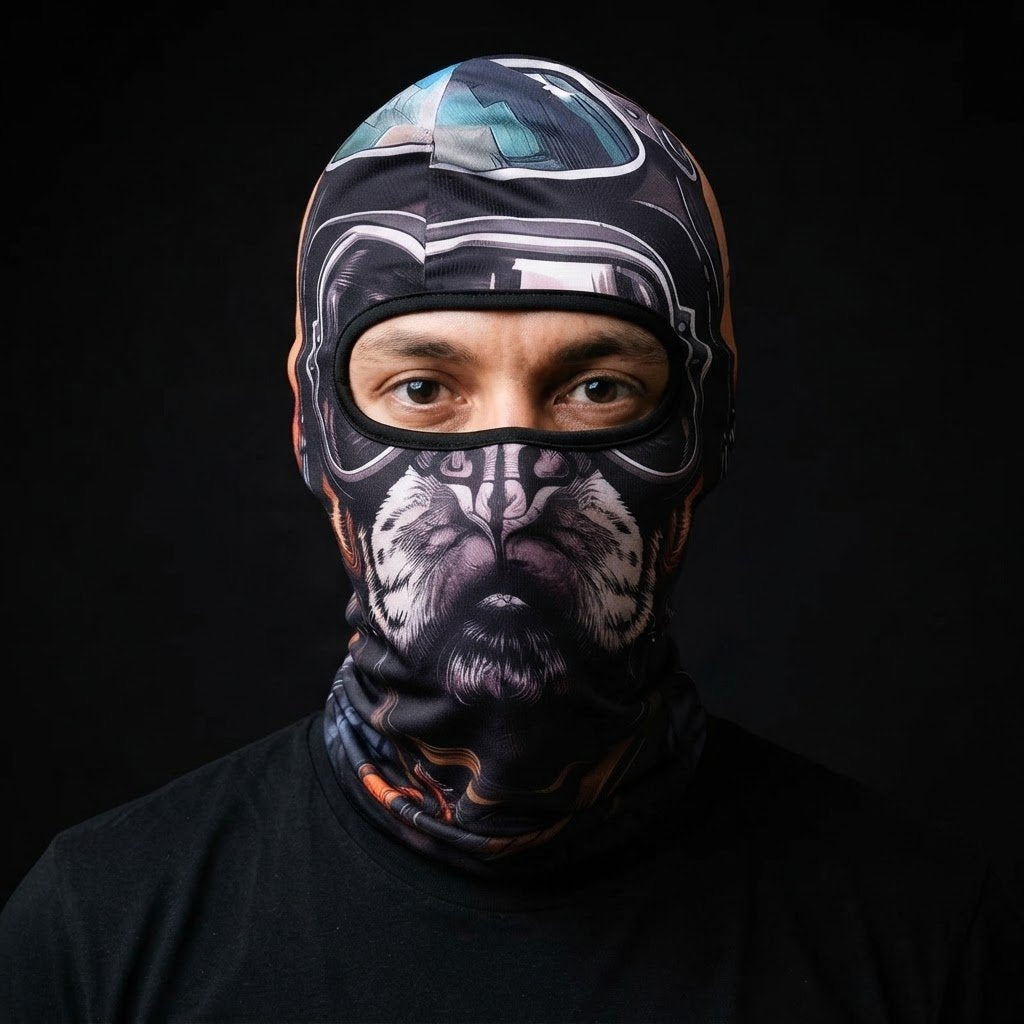 Grey Gorilla WC-03 3D printed balaclava worn by a model – front view