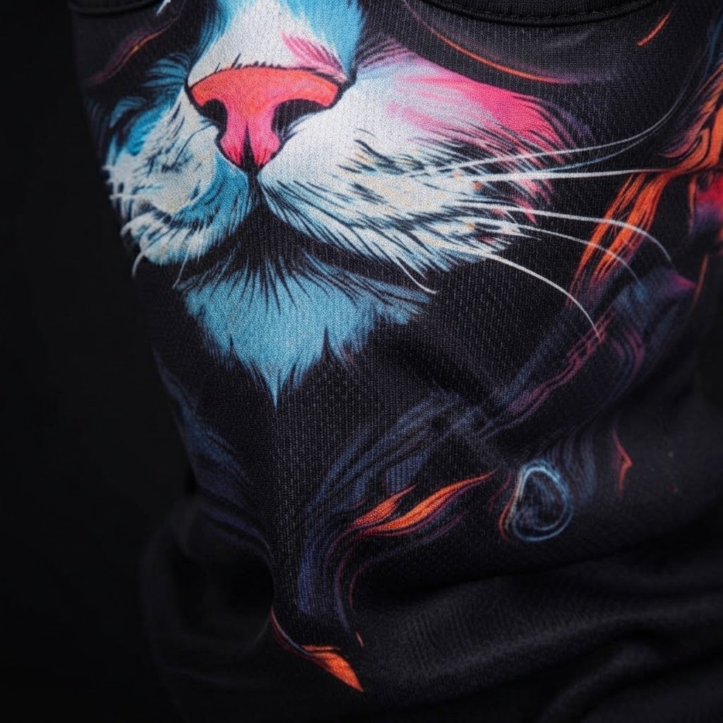 Blue Cat WC-04 3D printed balaclava – close-up of the printed design