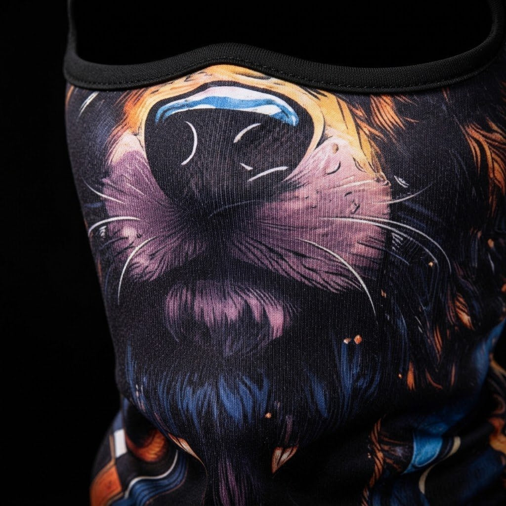Lion King WC-05 3D printed balaclava – close-up of the printed design