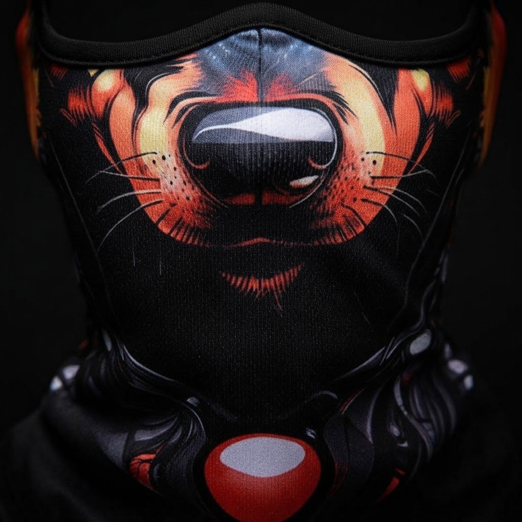 Fire Bear WC-06 3D printed balaclava – close-up of the printed design