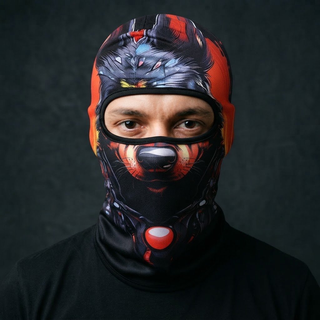 Fire Bear WC-06 3D printed balaclava worn by a model – front view