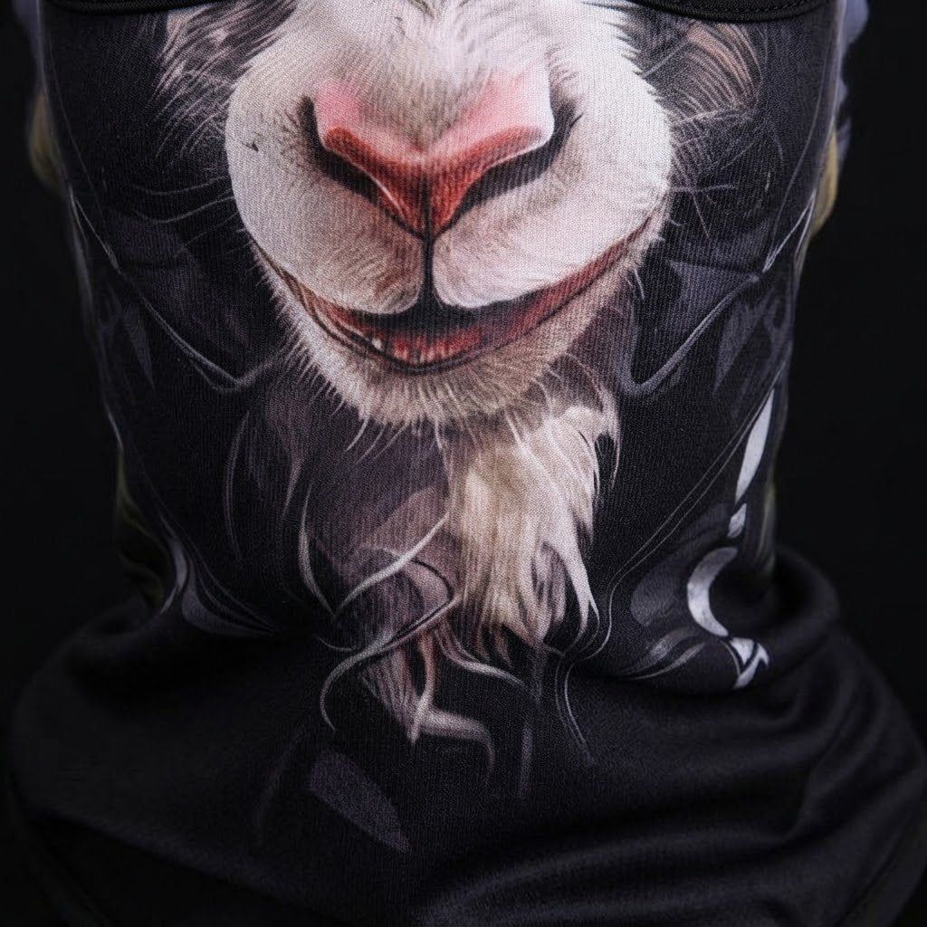 Snow Fox WC-07 3D printed balaclava – close-up of the printed design