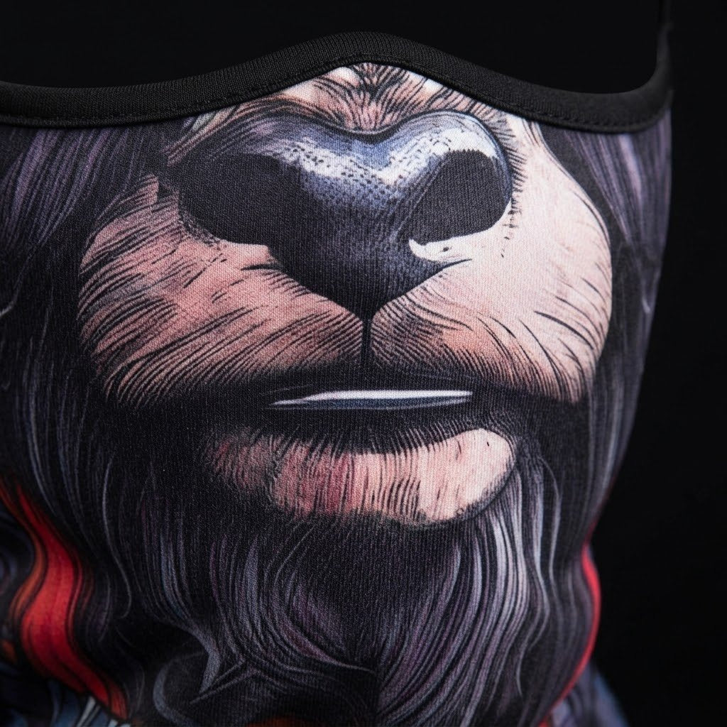 Night Bear WC-11 3D printed balaclava – close-up of the printed design