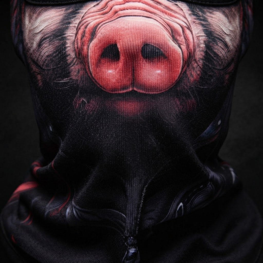 Farm Pig WC-14 3D printed balaclava – close-up of the printed design