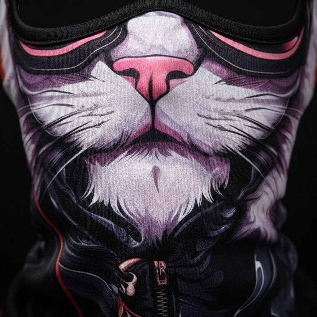 Snow Leopard WC-16 3D printed balaclava – close-up of the printed design