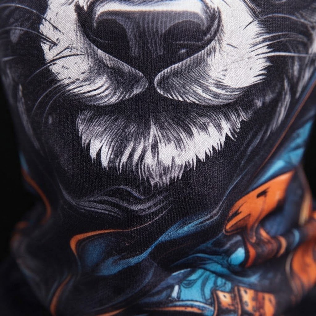 Fire Fox WC-18 3D printed balaclava – close-up of the printed design