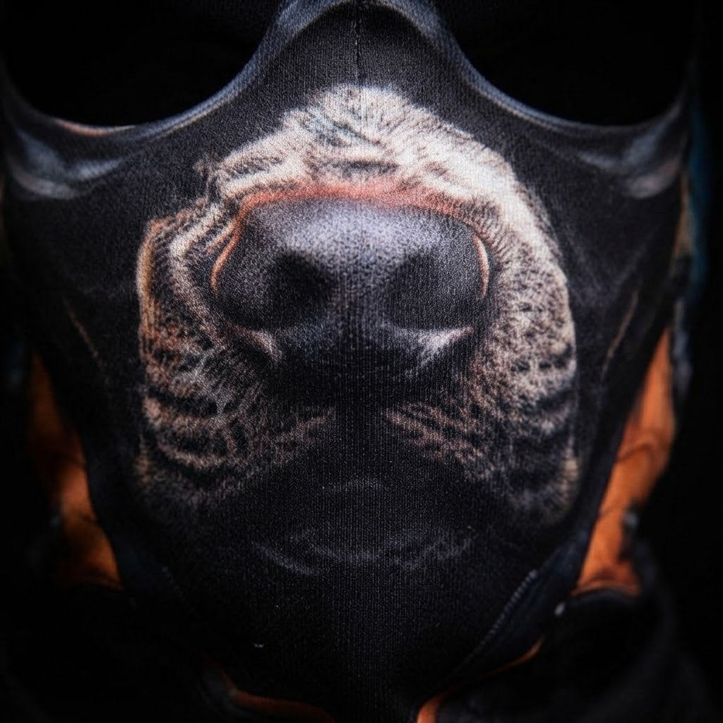 Husky WC-22 3D printed balaclava – close-up of the printed design