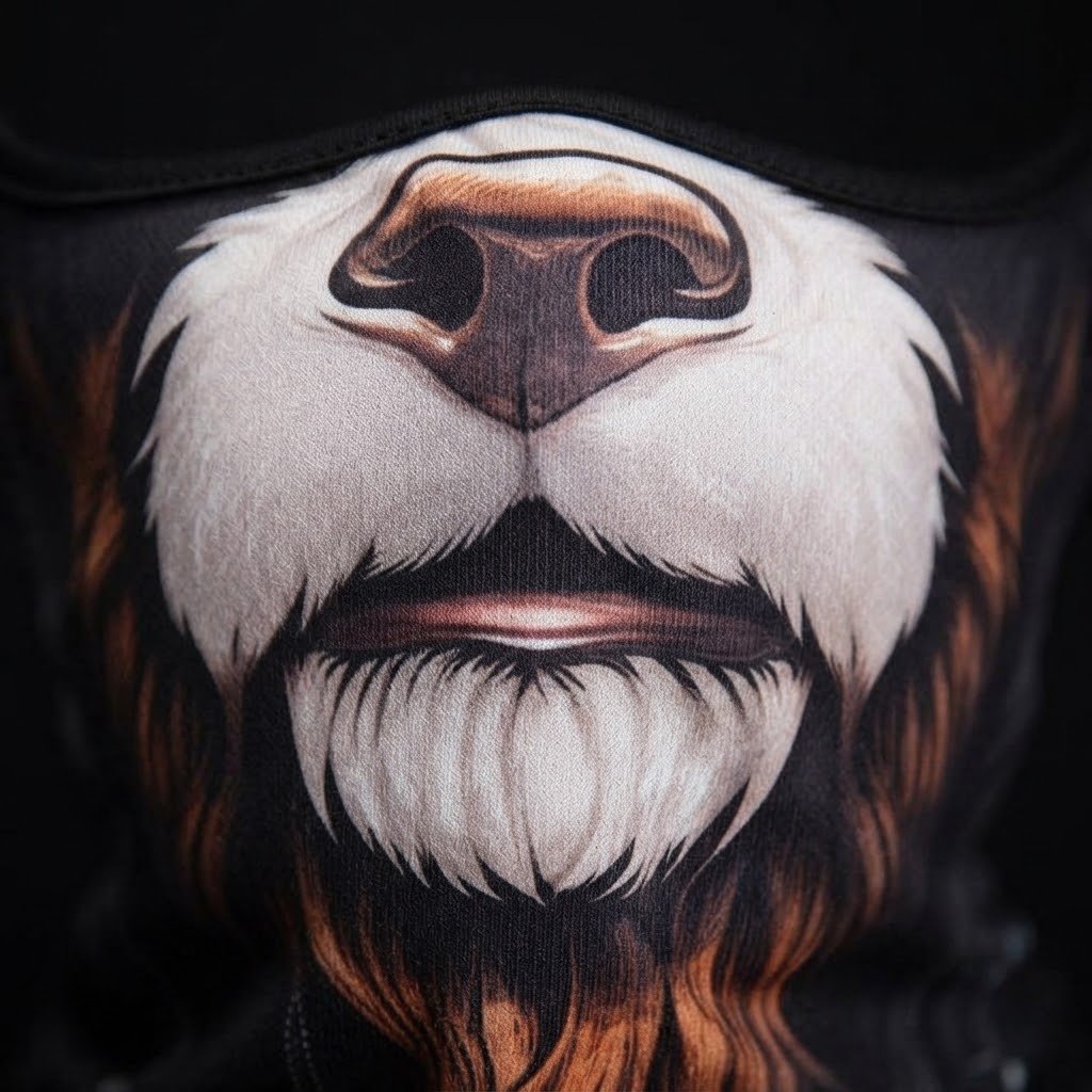 Brown Monkey WC-23 3D printed balaclava – close-up of the printed design
