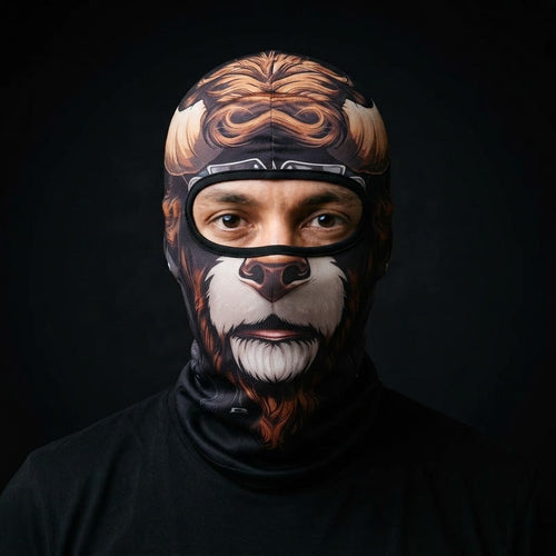 Brown Monkey WC-23 3D printed balaclava worn by a model – front view