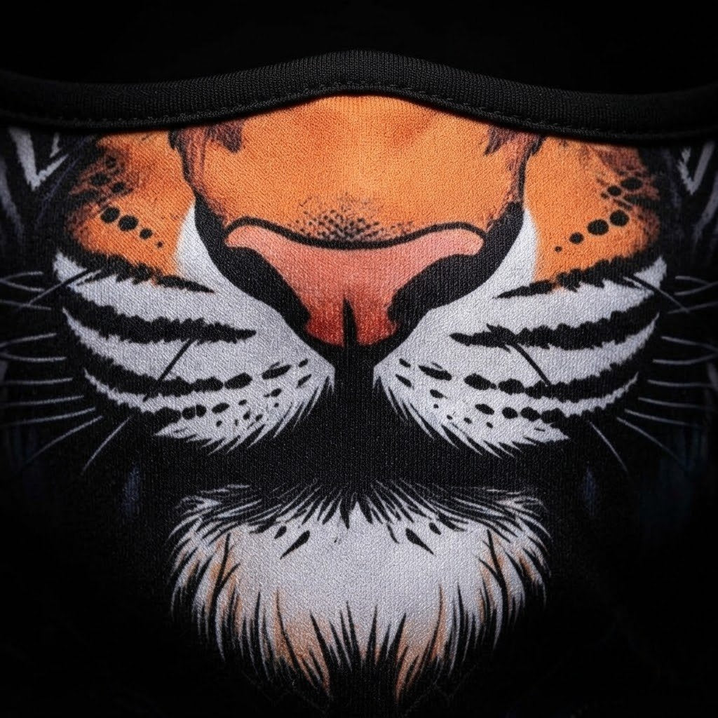 Saber Tiger WC-24 3D printed balaclava – close-up of the printed design