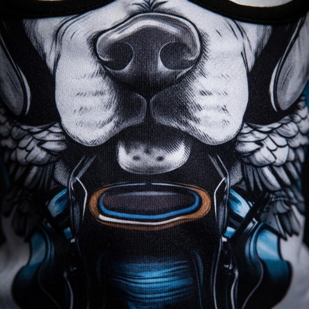 Ice Husky WC-27 3D printed balaclava – close-up of the printed design