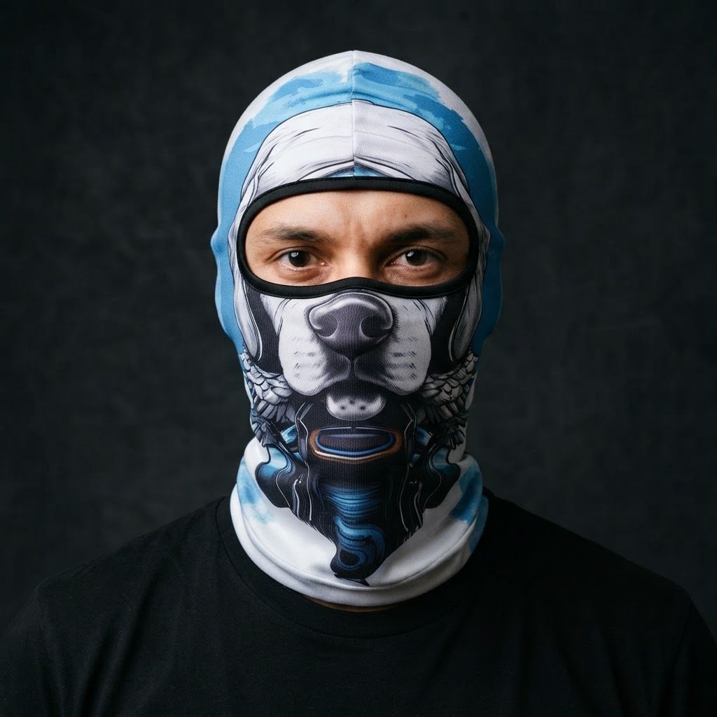 Ice Husky WC-27 3D printed balaclava worn by a model – front view