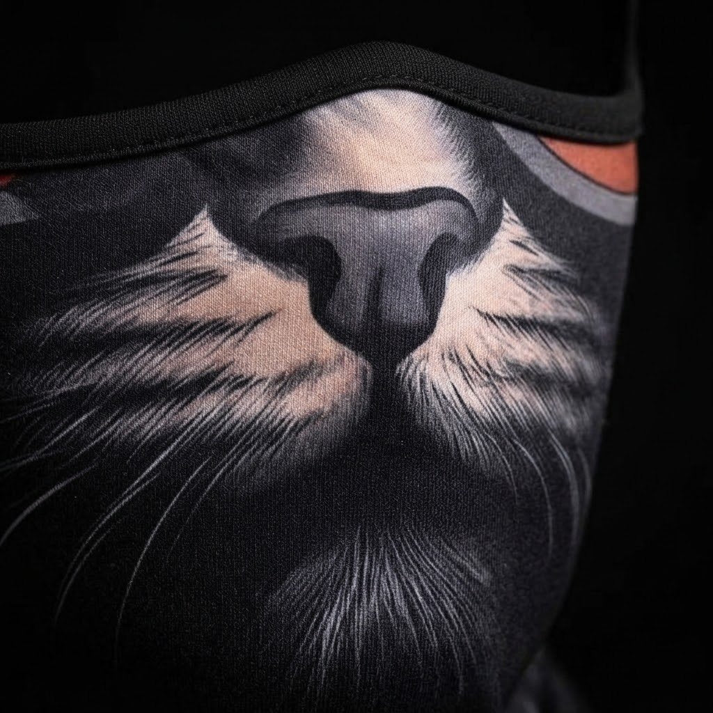 Black Panther WC-28 3D printed balaclava – close-up of the printed design