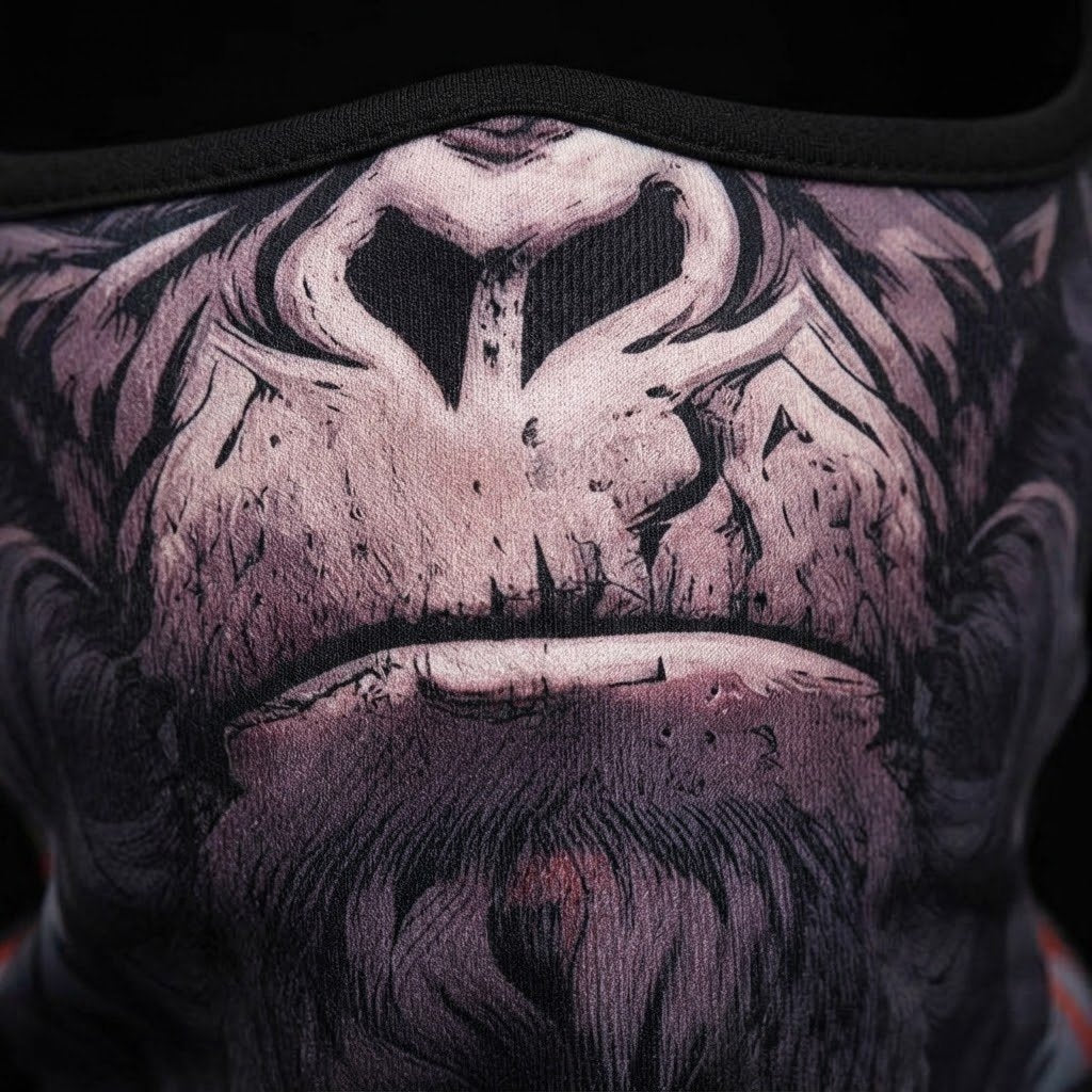 Gorilla WC-32 3D printed balaclava – close-up of the printed design