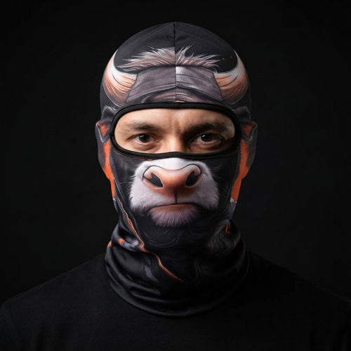 Brown Bear WC-33 3D printed balaclava worn by a model – front view