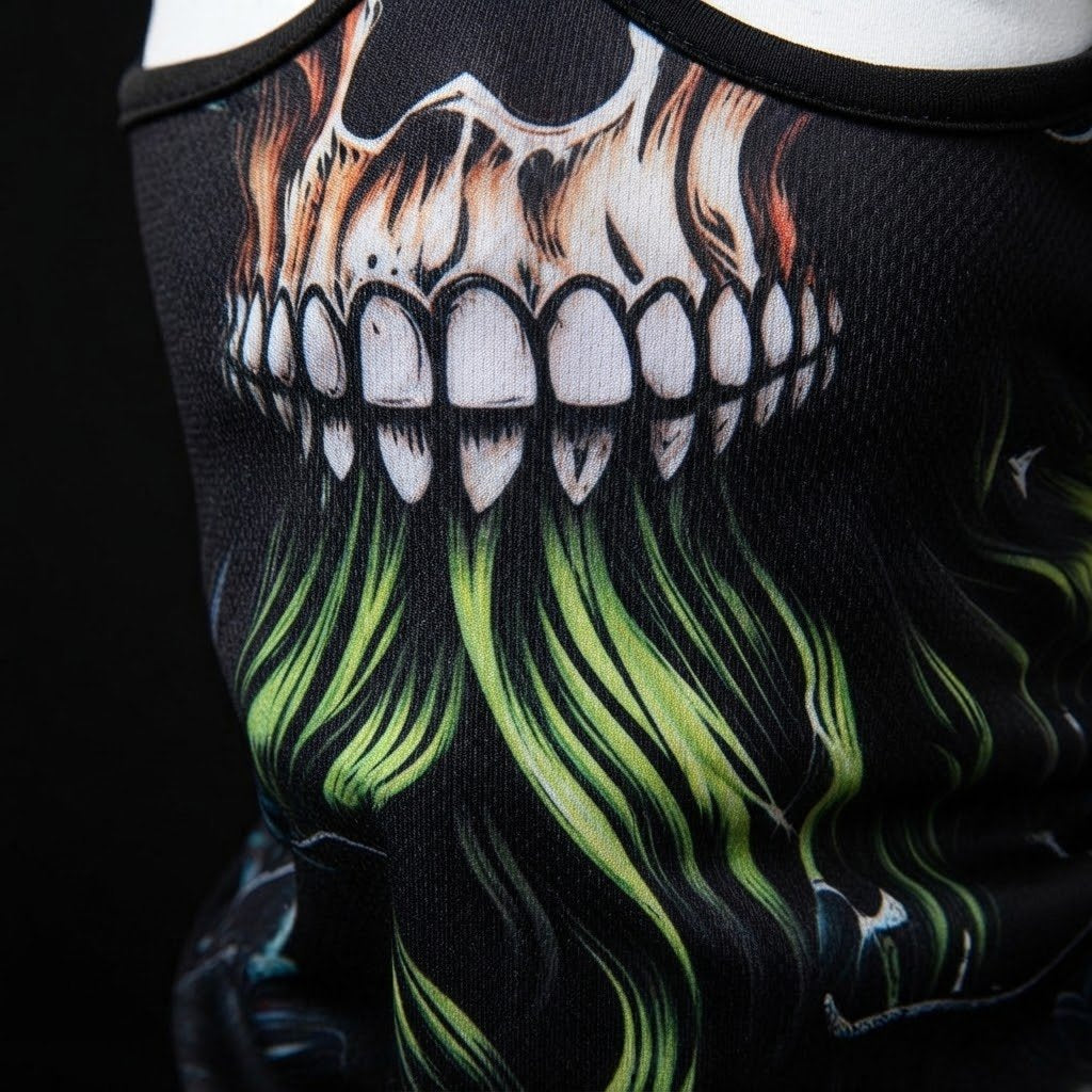 Blue Cap Skull SB-01 3D printed balaclava – close-up of the printed design