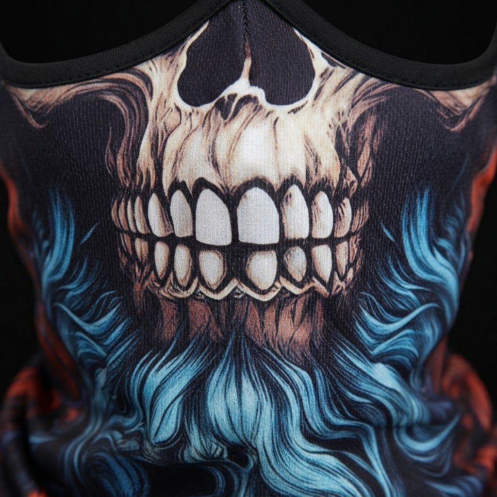 Cobalt Skull SB-02 3D printed balaclava – close-up of the printed design