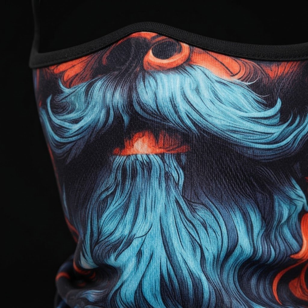 Sunset Skull SB-05 3D printed balaclava – close-up of the printed design