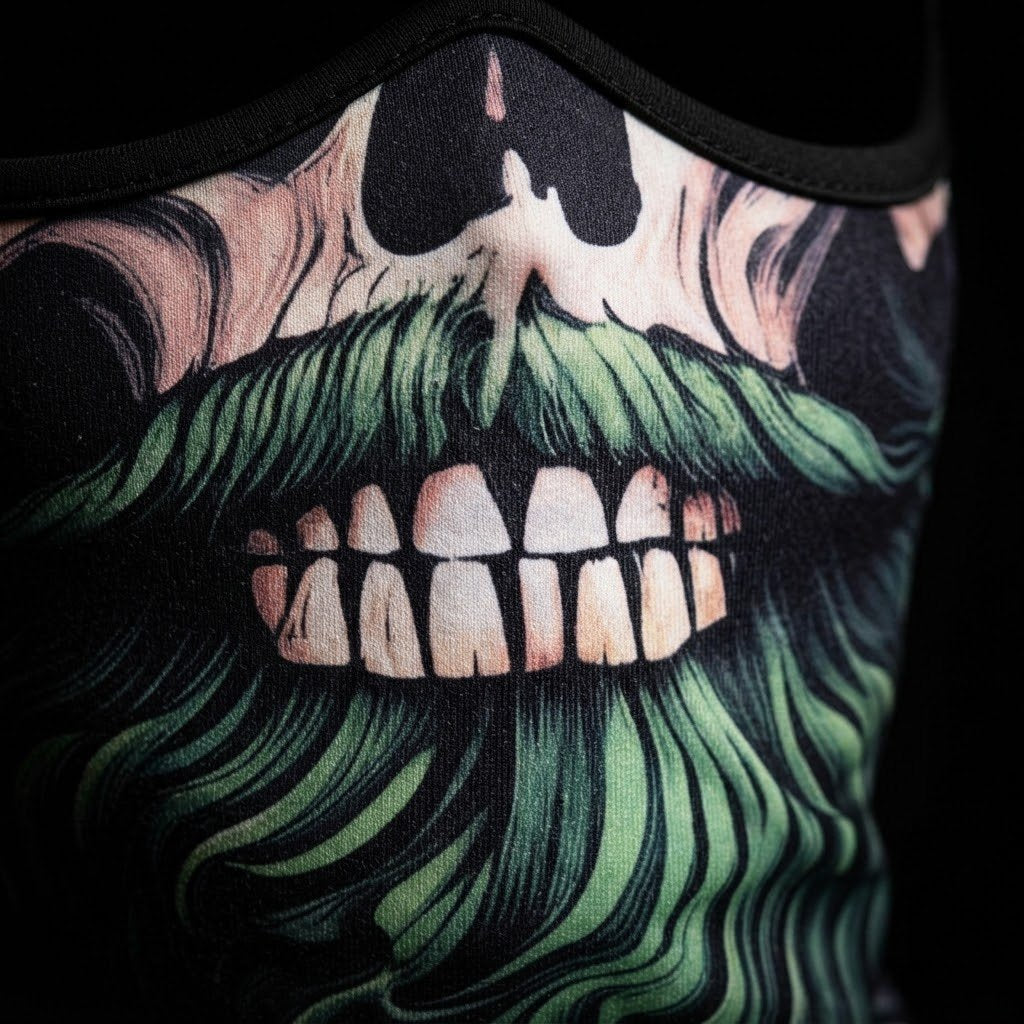 Toxic Skull SB-09 3D printed balaclava – close-up of the printed design