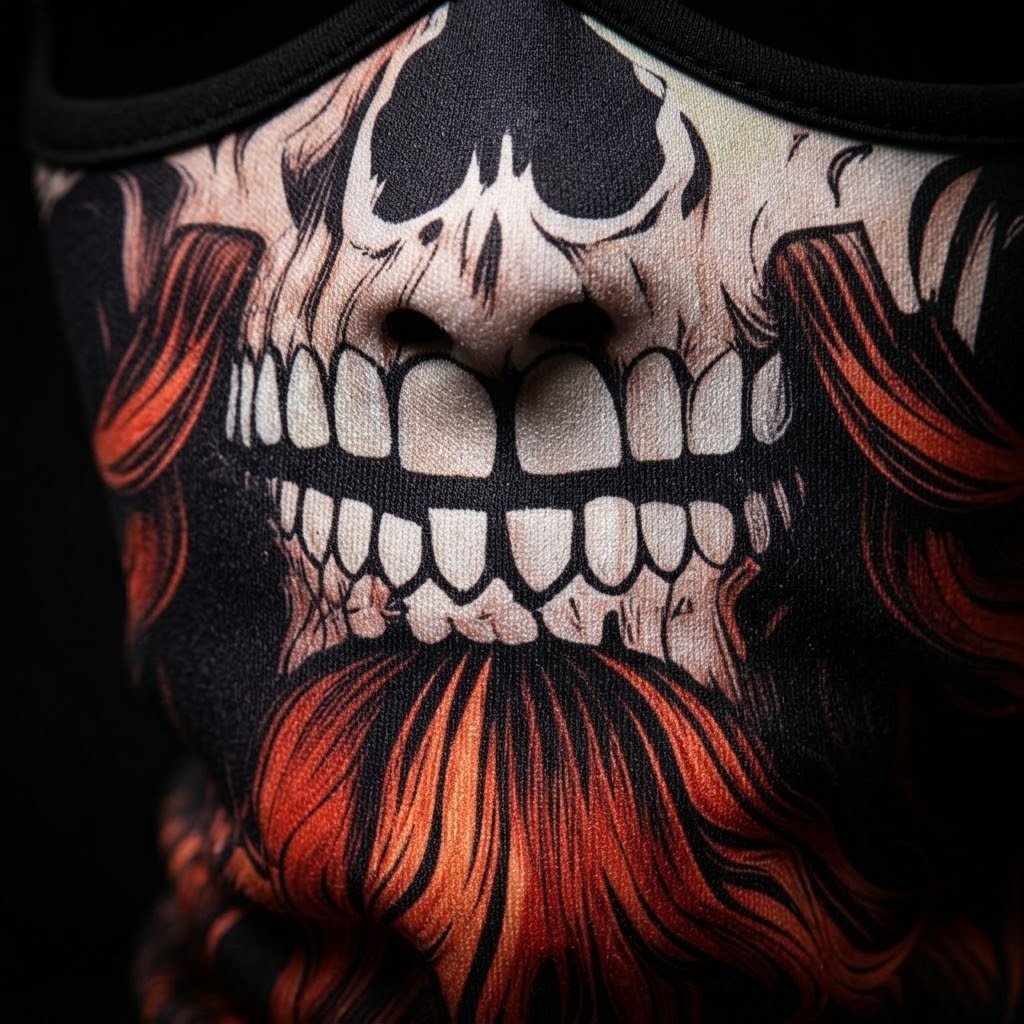 Ginger Skull SB-10 3D printed balaclava – close-up of the printed design