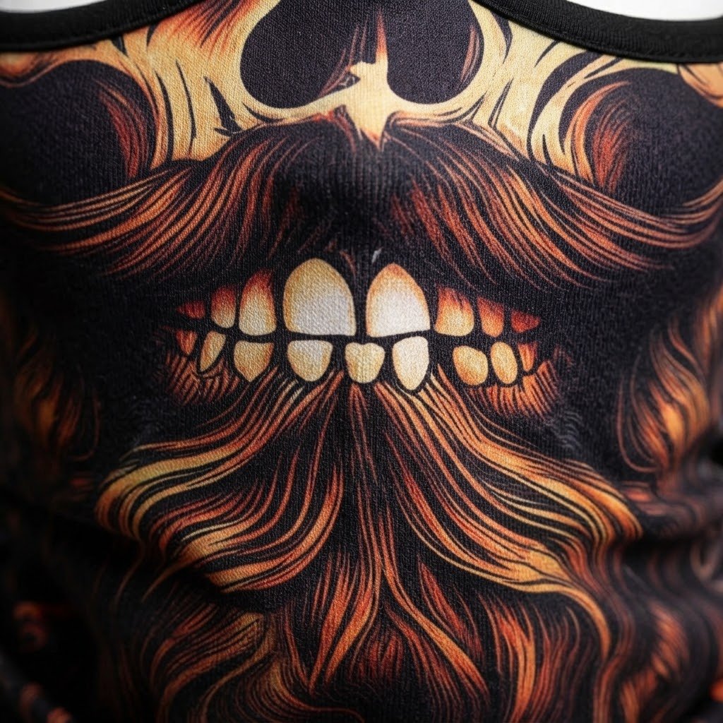 Jungle Skull SB-12 3D printed balaclava – close-up of the printed design