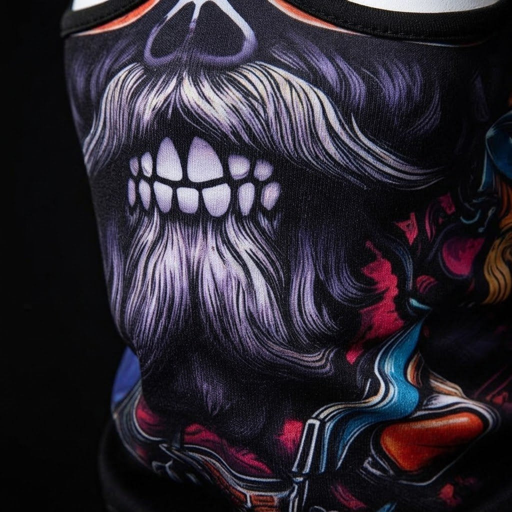 Night Skull SB-22 3D printed balaclava – close-up of the printed design
