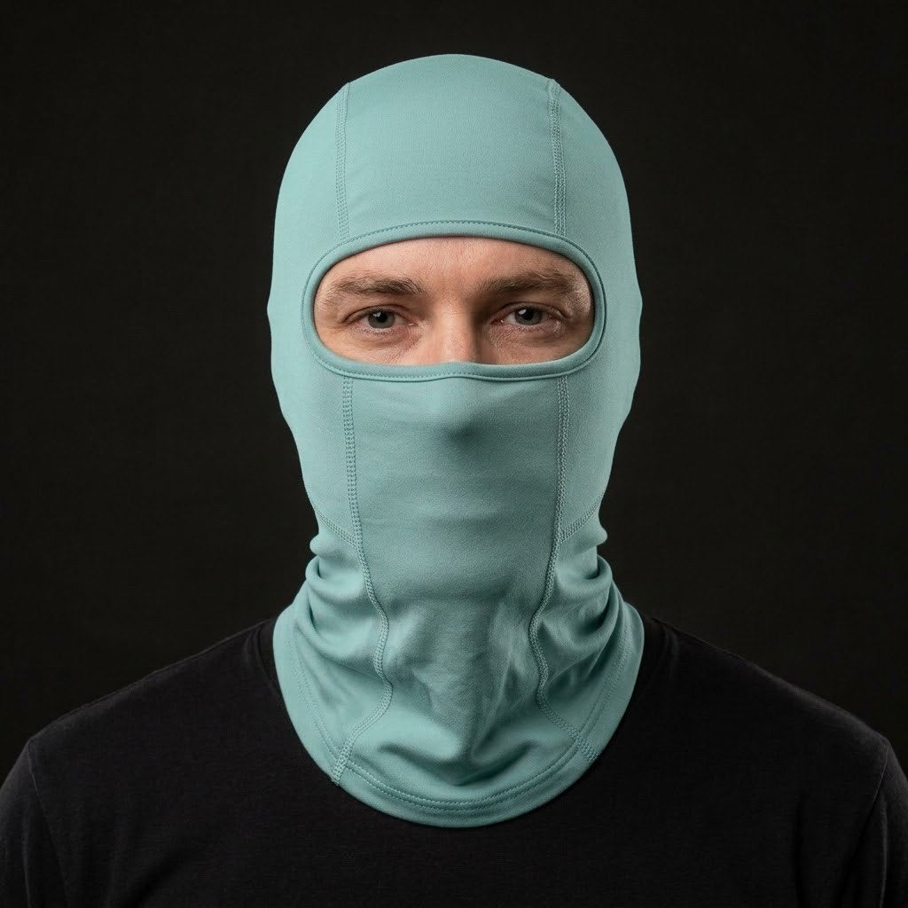 HeatWave Teal Long HW-02 balaclava, front view
