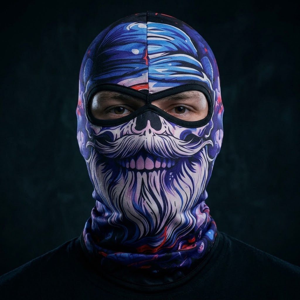 Star Skull SB-14 3D printed balaclava worn by a model – front view