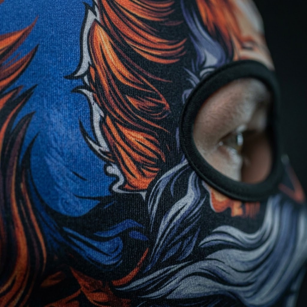 Redhead Skull SB-16 3D printed balaclava – close-up of the printed design