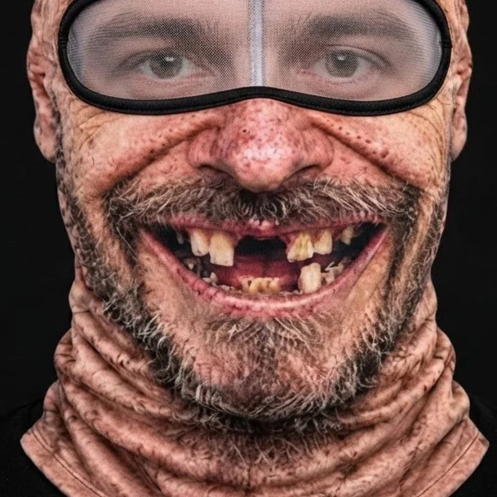 Toothless Tom SF-25 3D printed balaclava – close-up of the printed design
