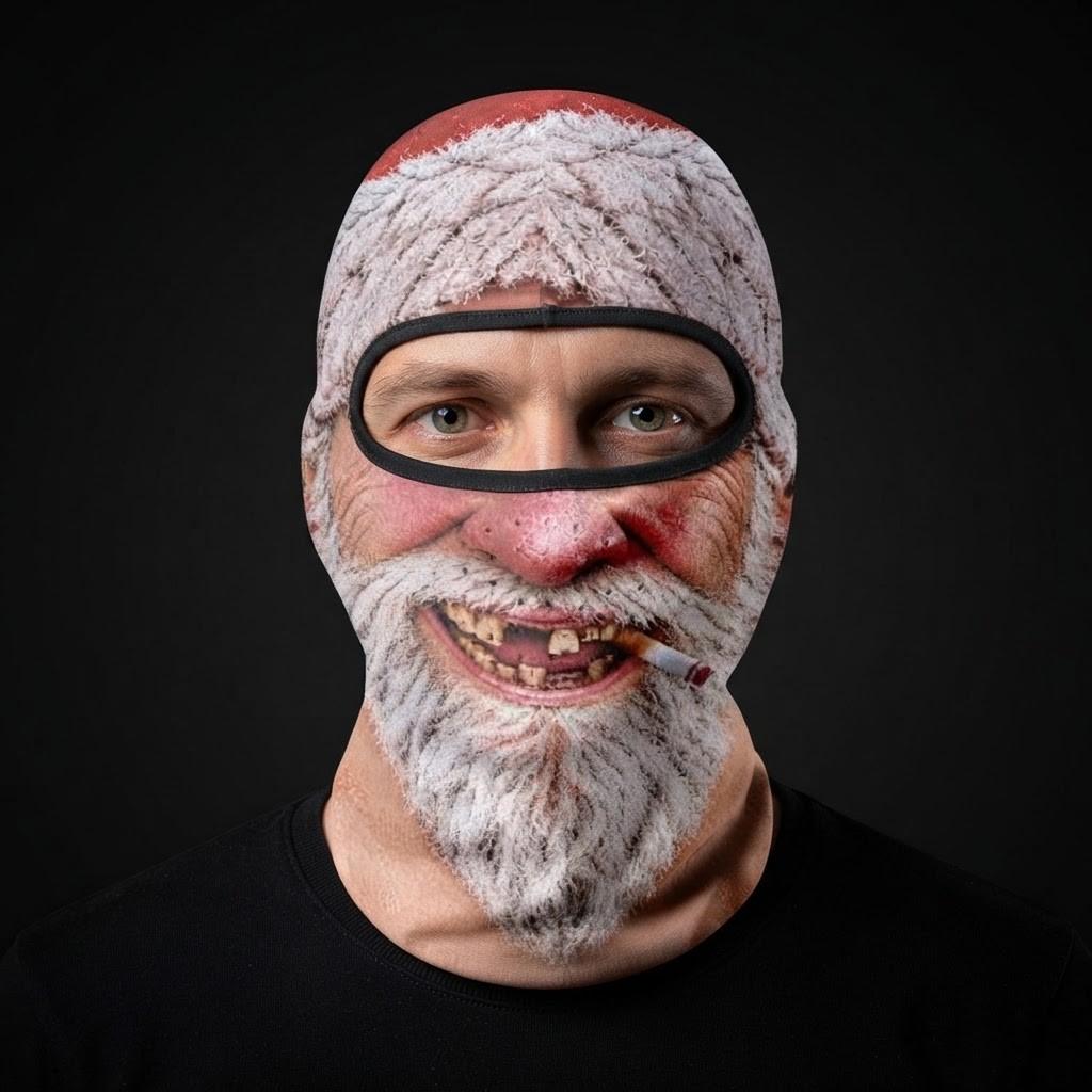 Santa Claus SF-19 3D printed balaclava worn by a model – front view