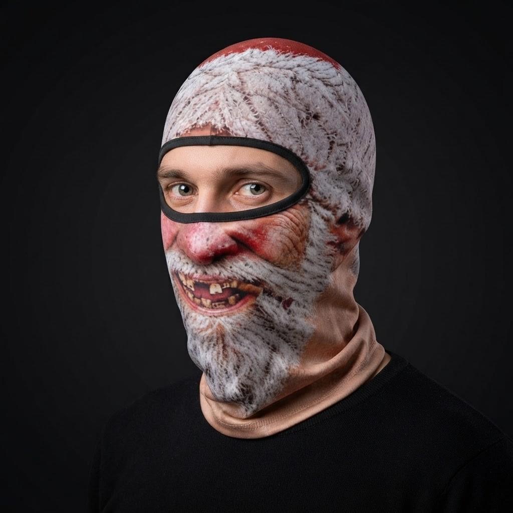 Santa Claus SF-19 3D printed balaclava worn by a model – side view